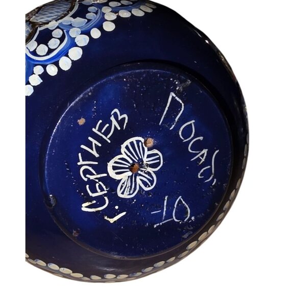 8 Nesting Dolls Russian Matryoshka Blue Gold Hand-Painted Artisan Signed - Picture 4 of 16